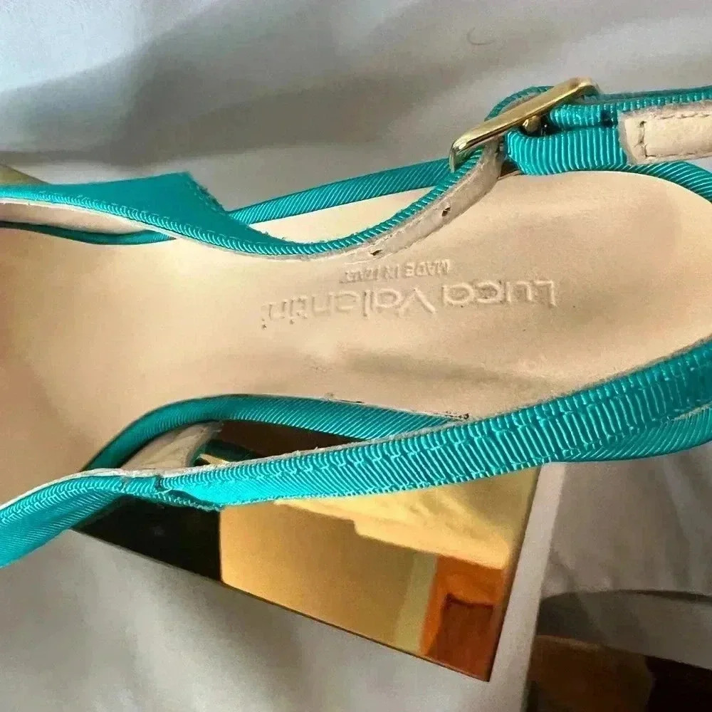 Turquoise sling heels by Luca Valentini  size 6.5 - Picture 3 of 10